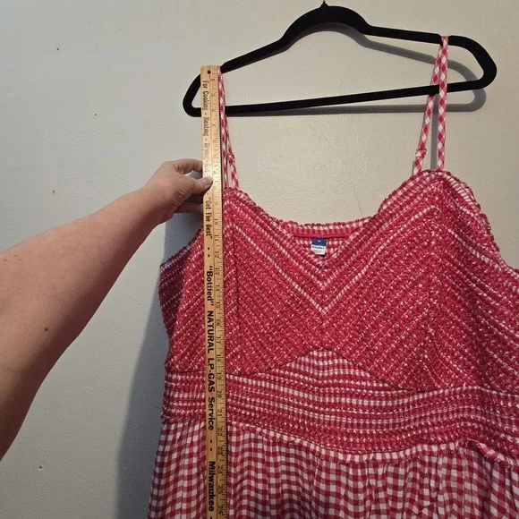 Old Navy NWT Red Gingham Sun Dress 4X Red White Smocked Cottagecore Boho Summer - Picture 8 of 13